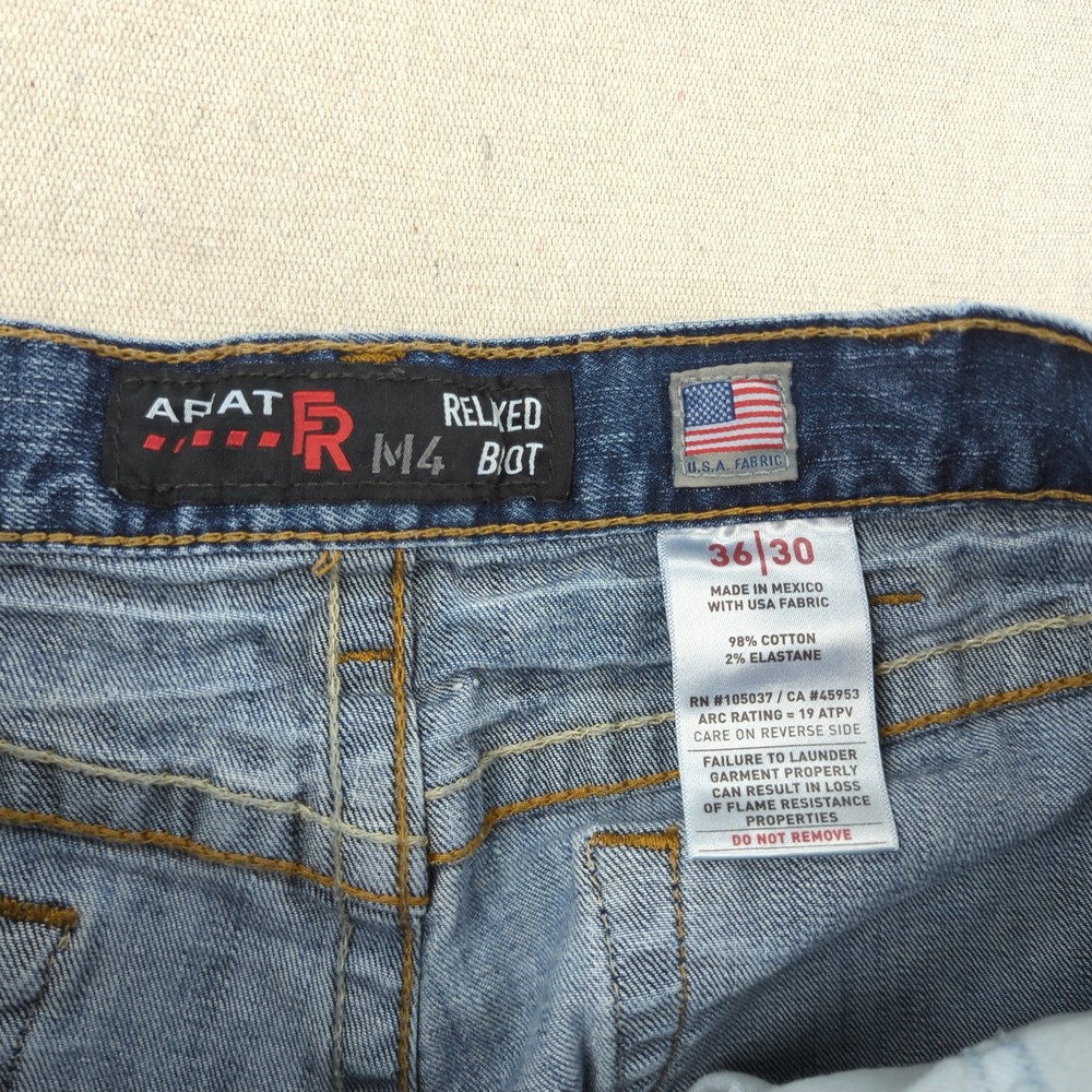 Ariat Jeans Mens 36x30 Blue M4 Relaxed Boot Cut FR Flame Resistant Utility - Picture 10 of 15